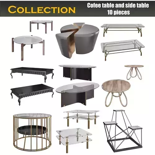 Cofee table and side table  3d models collection 10 pieces 