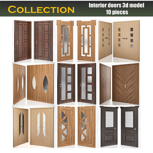Interior doors 3d model collection 10 pieces 