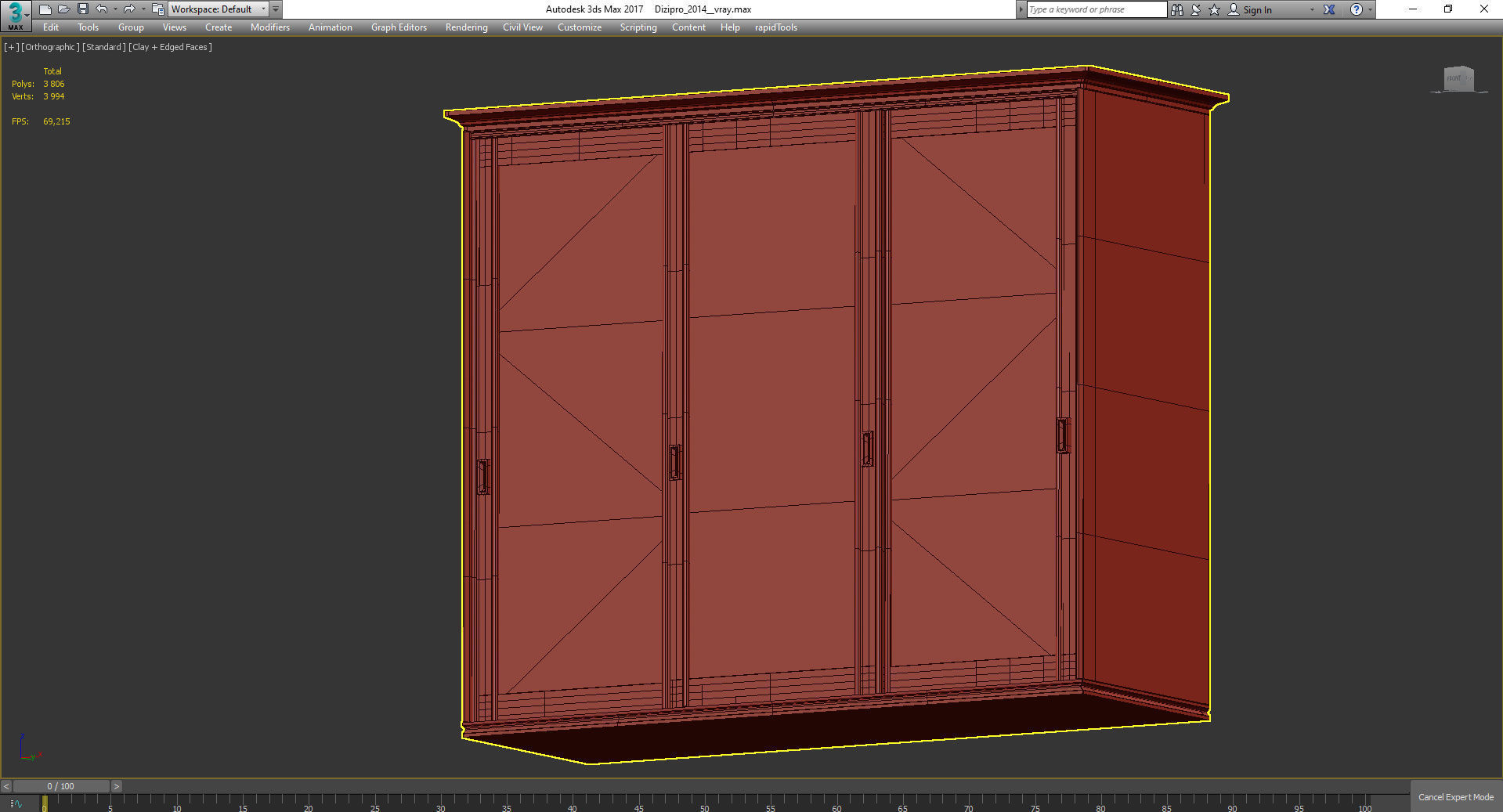 Wardrobe 3d model sliding glass door Low-poly 3D model_4