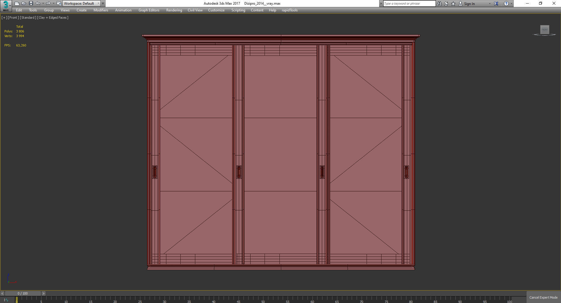 Wardrobe 3d model sliding glass door Low-poly 3D model_3