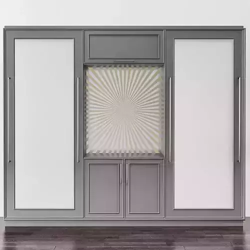 Wardrobe 3d model with sunburst pattern