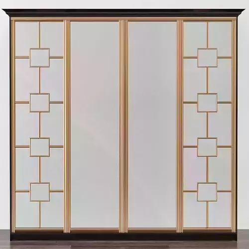 Wardrobe 3d model sliding closet door with glass panels