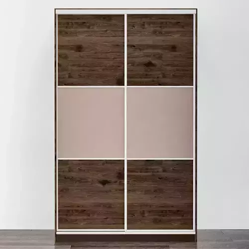 Wardrobe 3d model wooden with panels