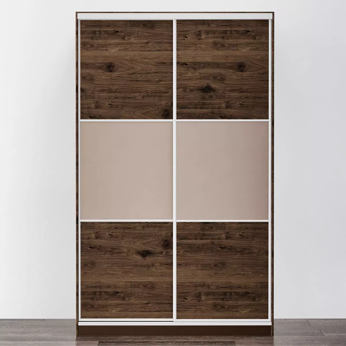 Wardrobe 3d model wooden with panels Low-poly 3D model_0