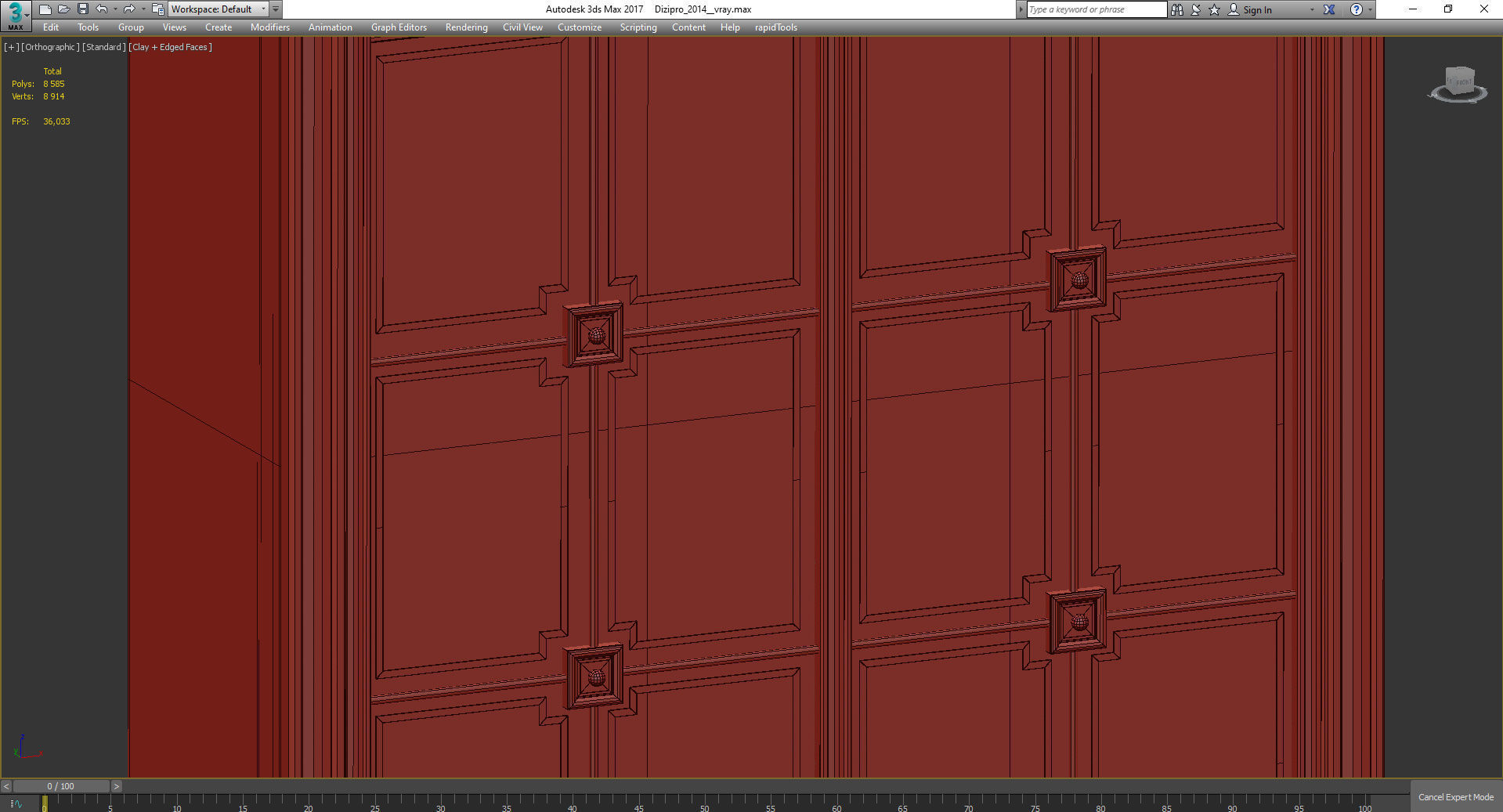 Wardrobe 3d model with glass doors Low-poly 3D model_4
