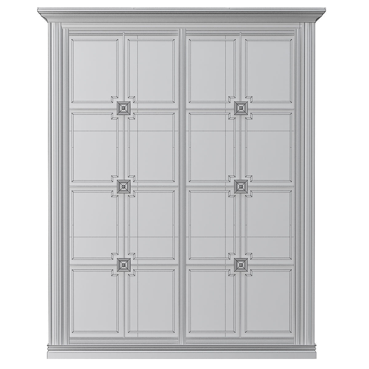 Wardrobe 3d model with glass doors Low-poly 3D model_1