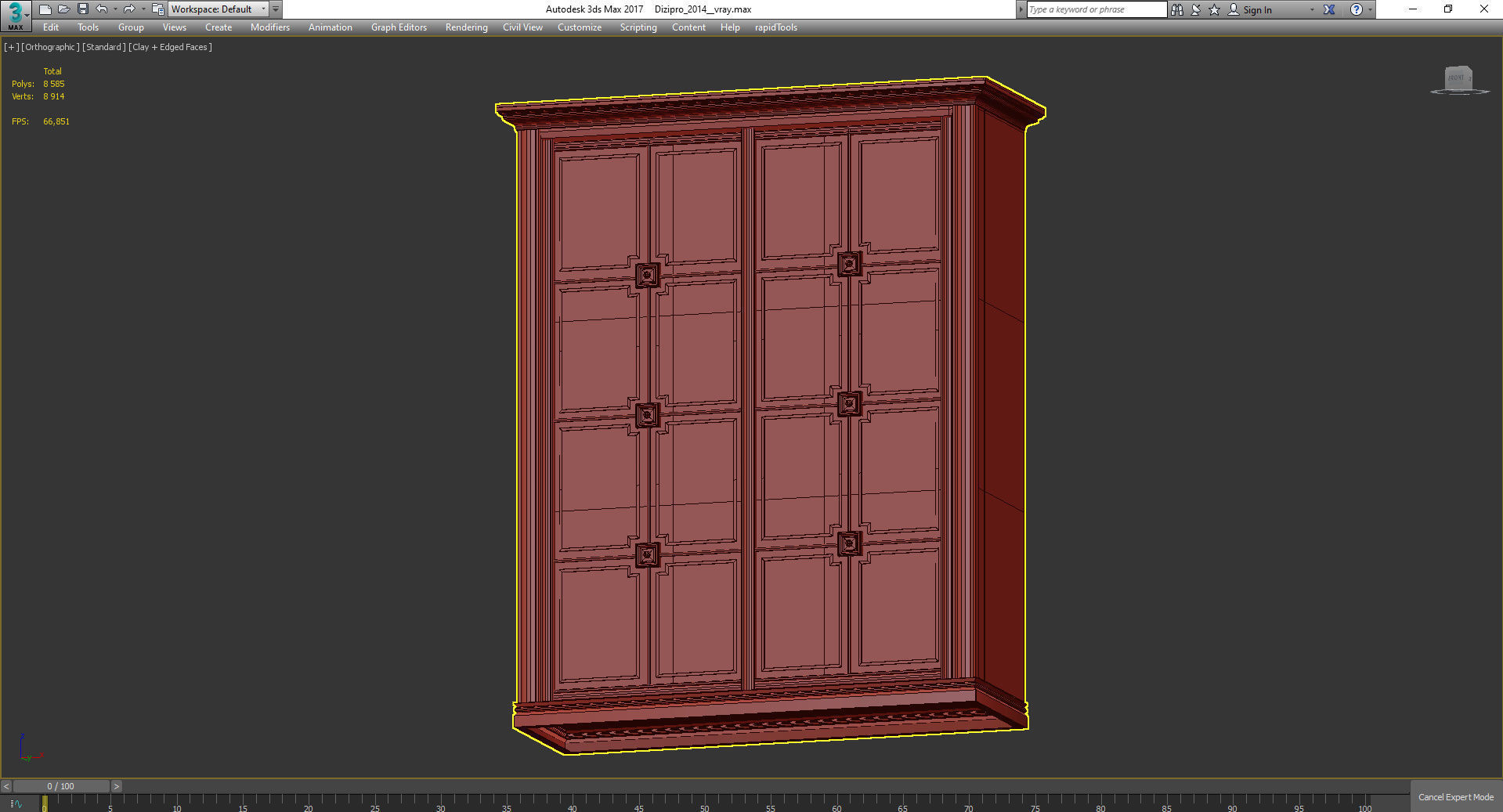 Wardrobe 3d model with glass doors Low-poly 3D model_3