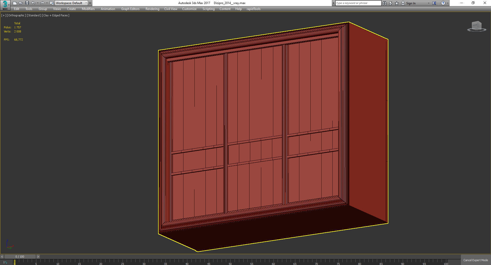 Wardrobe 3d model sliding door Low-poly 3D model_3