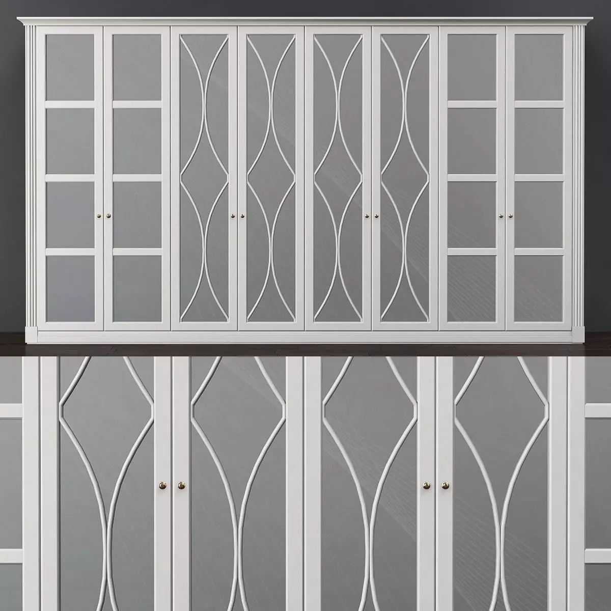 Wardrobe 3d model with glass doors Low-poly 3D model_0