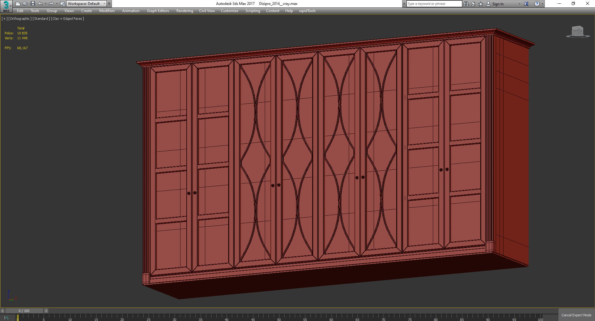 Wardrobe 3d model with glass doors Low-poly 3D model_3