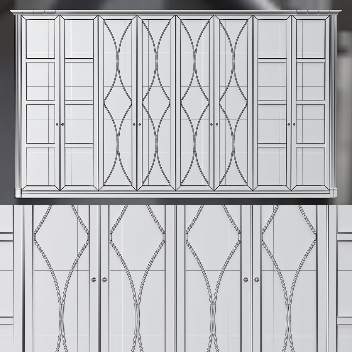 Wardrobe 3d model with glass doors Low-poly 3D model_1