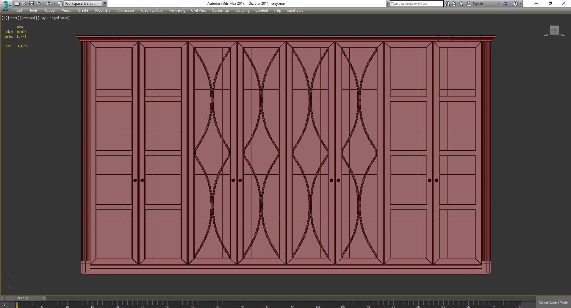 Wardrobe 3d model with glass doors Low-poly 3D model_2