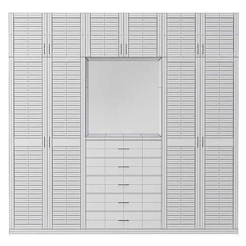 Wardrobe 3d model closet with shutters and drawers Low-poly 3D model 2
