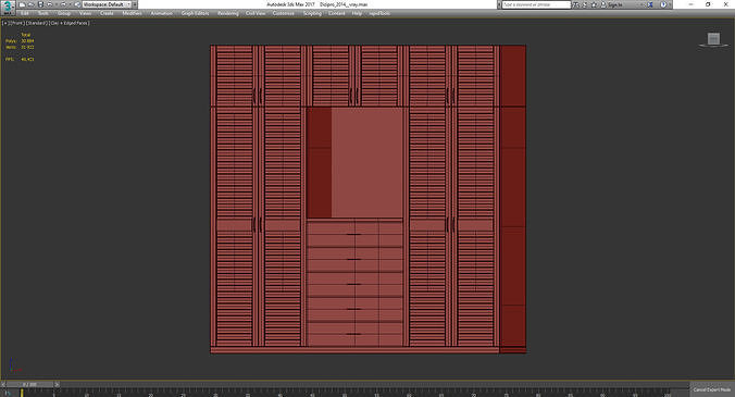 Wardrobe 3d model closet with shutters and drawers Low-poly 3D model 3