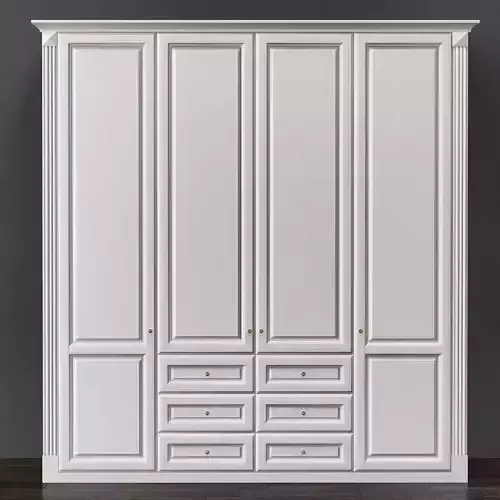 Wardrobe 3d model with doors and drawers