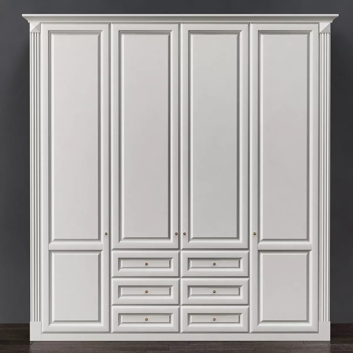 Wardrobe 3d model with doors and drawers Low-poly 3D model_0