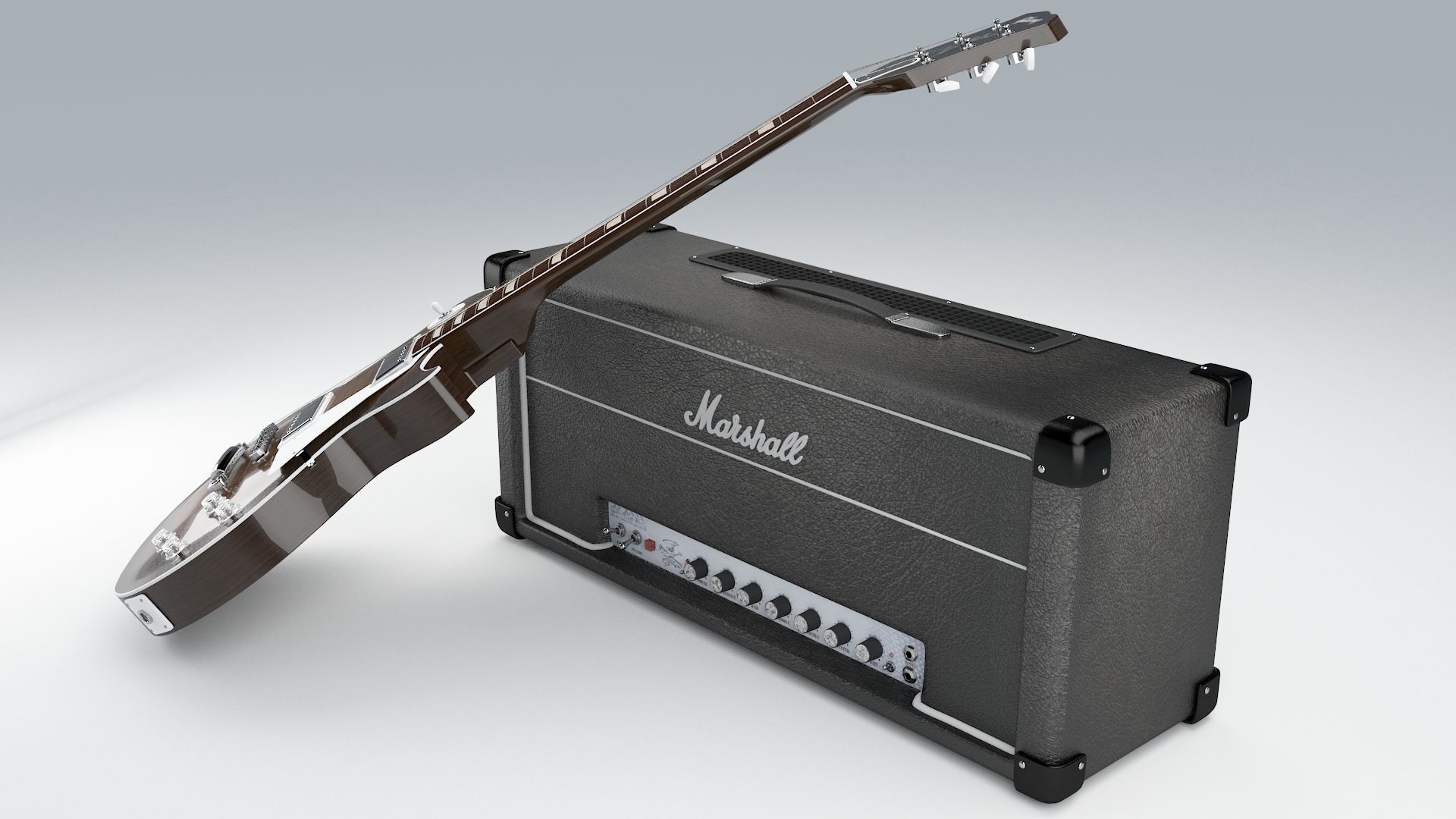 Marshall AFD100 and Gibson LesPaul 3D model_1