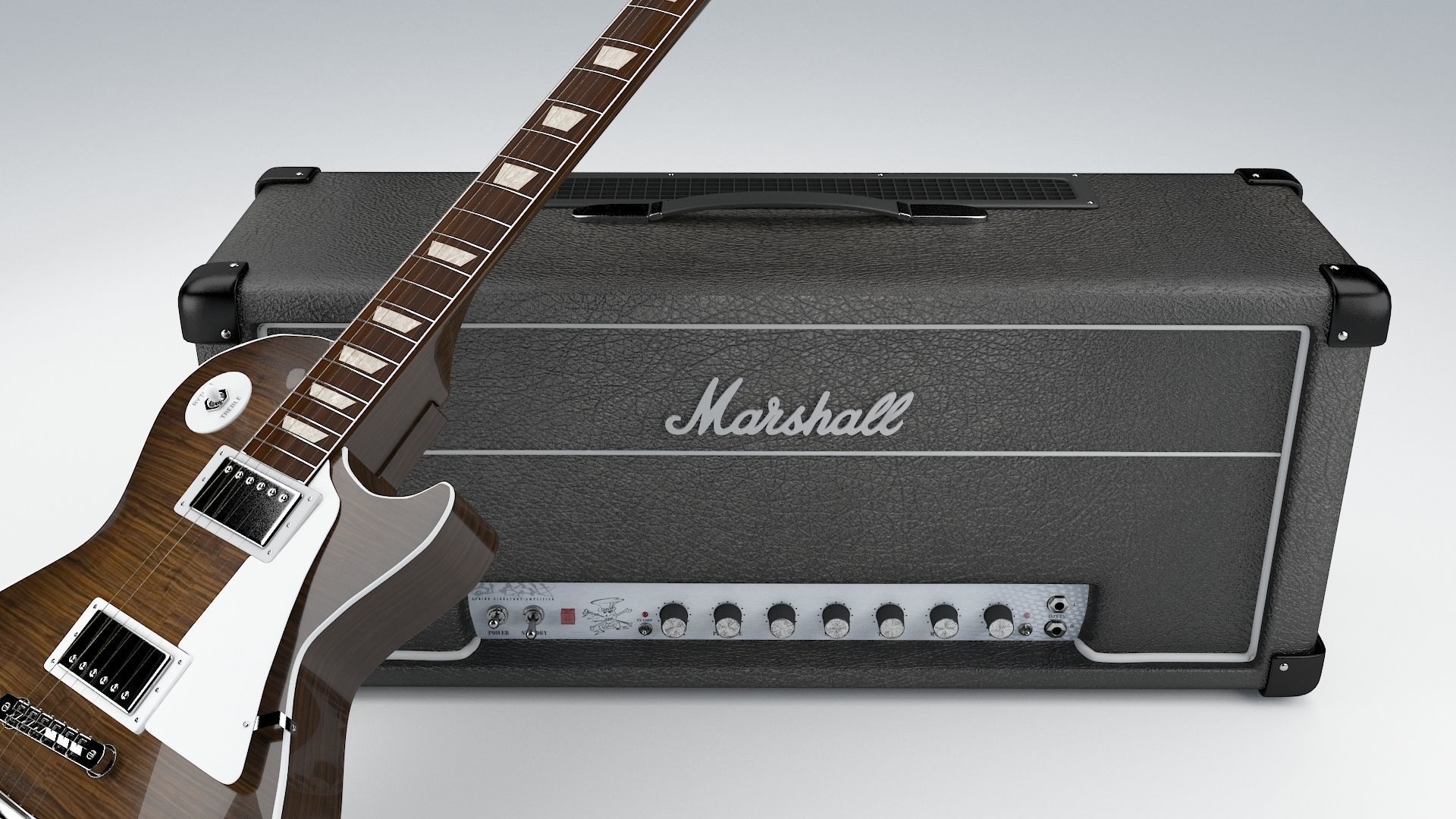 Marshall AFD100 and Gibson LesPaul 3D model_2