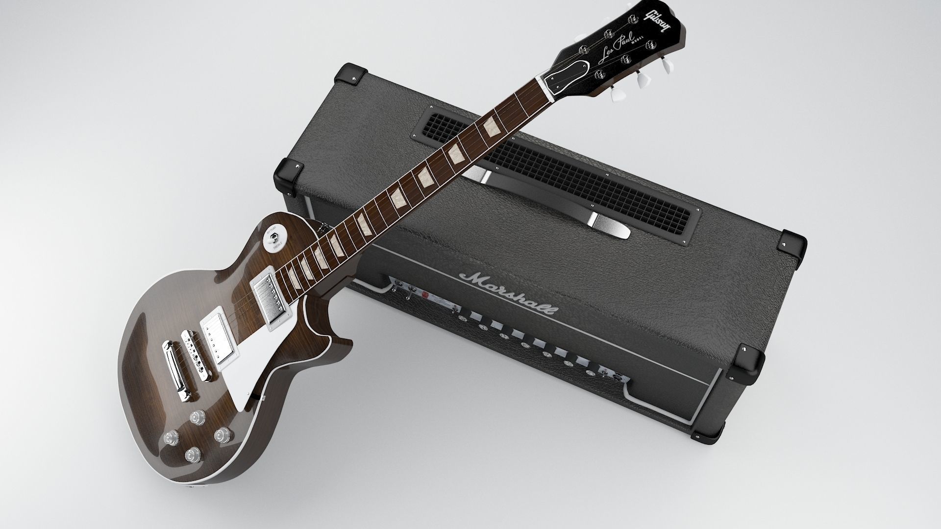 Marshall AFD100 and Gibson LesPaul 3D model_4