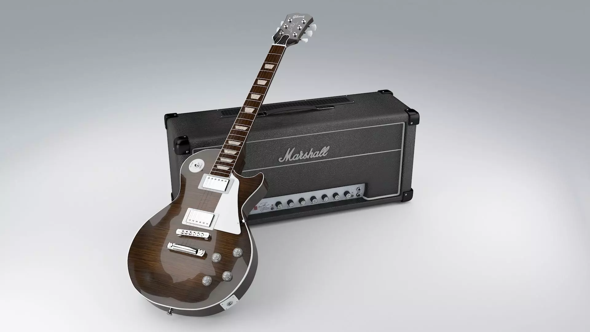 Marshall AFD100 and Gibson LesPaul 3D model_0