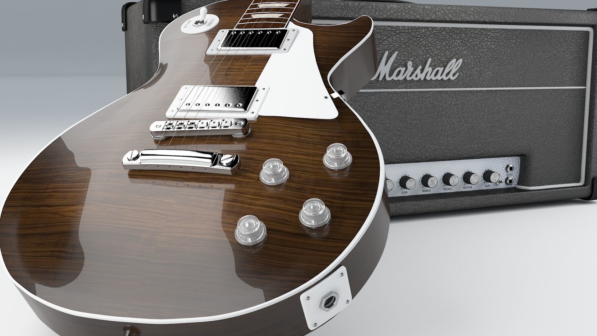 Marshall AFD100 and Gibson LesPaul 3D model_3