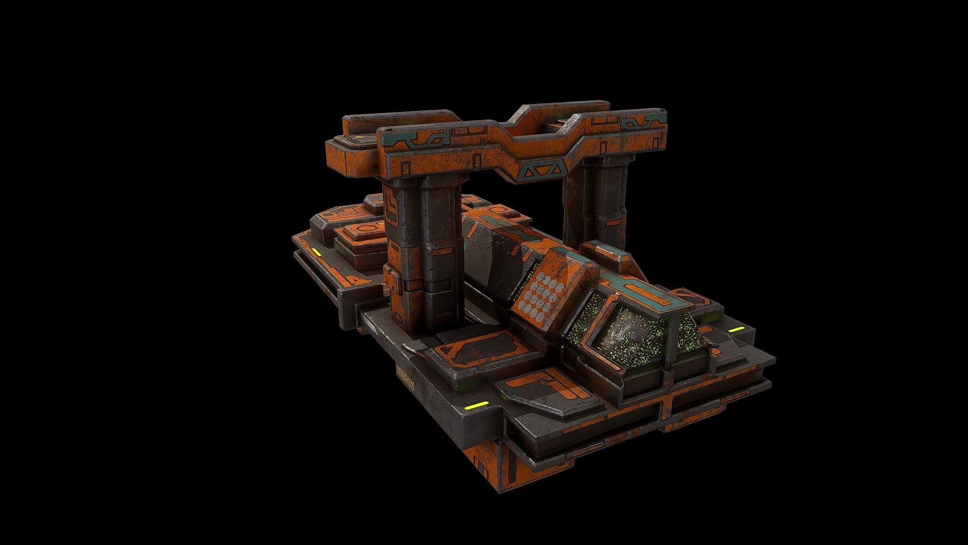 3D model Low poly sci fi warehouse platform building VR / AR / low-poly ...