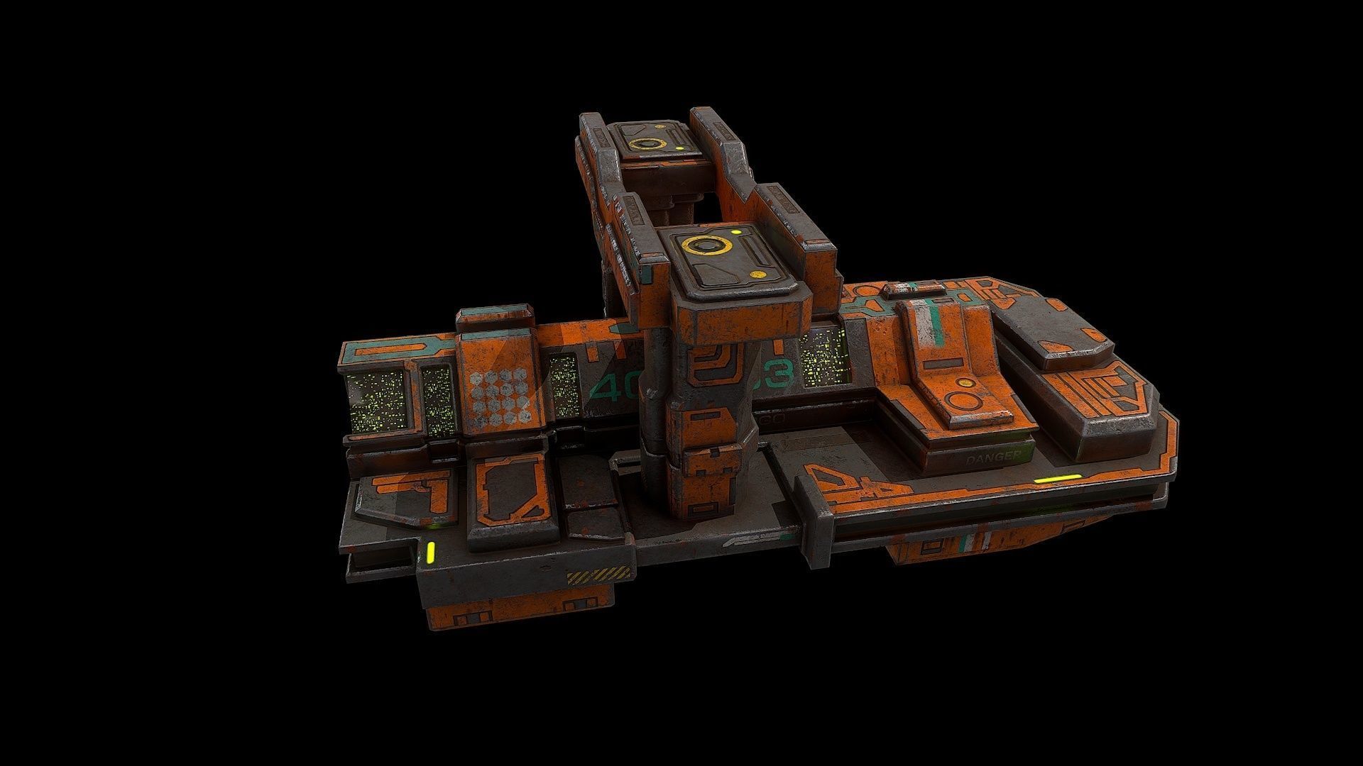 3D model Low poly sci fi warehouse platform building VR / AR / low-poly ...