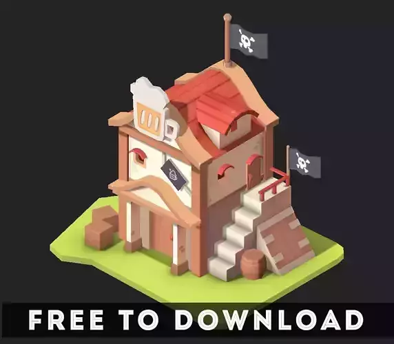 Tarven lowpoly free to pirate house