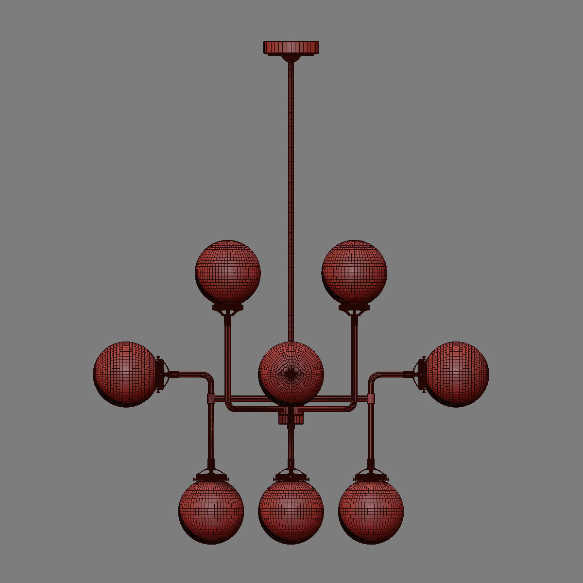 RH Bistro Globe Milk Glass 12-Light Chandelier 3D model_4