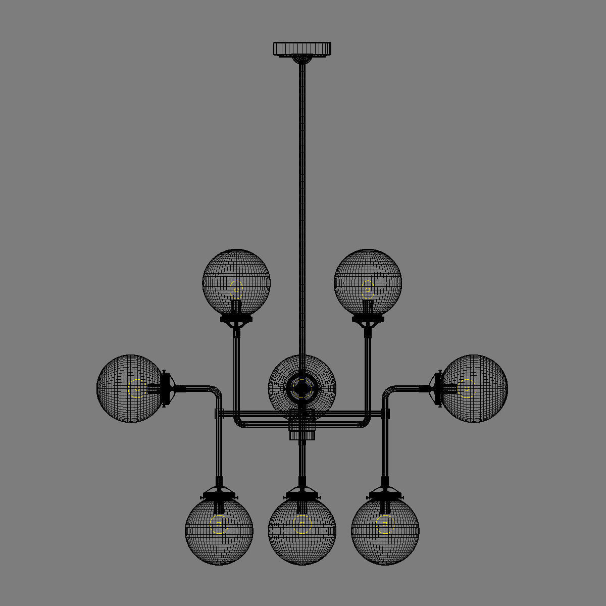 RH Bistro Globe Milk Glass 12-Light Chandelier 3D model_5