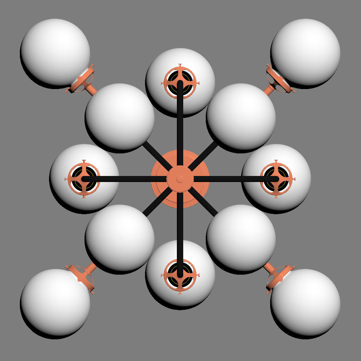 RH Bistro Globe Milk Glass 12-Light Chandelier 3D model_8