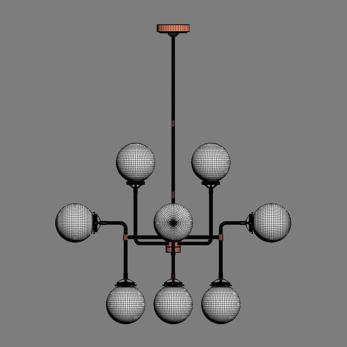 RH Bistro Globe Milk Glass 12-Light Chandelier 3D model_2