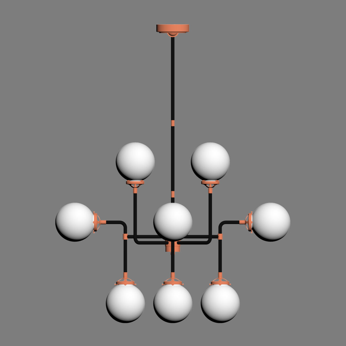 RH Bistro Globe Milk Glass 12-Light Chandelier 3D model_1