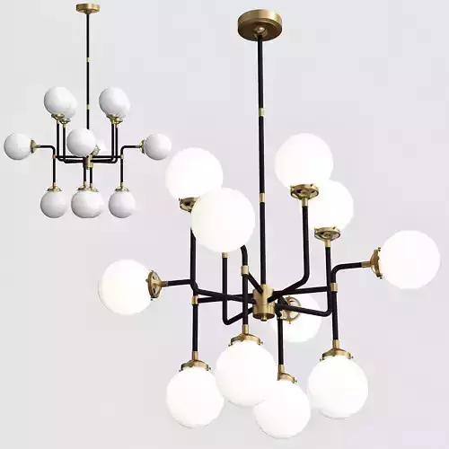 RH Bistro Globe Milk Glass 12-Light Chandelier