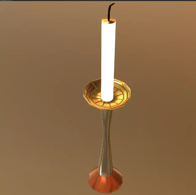 Candle stand Low-poly 3D model_0