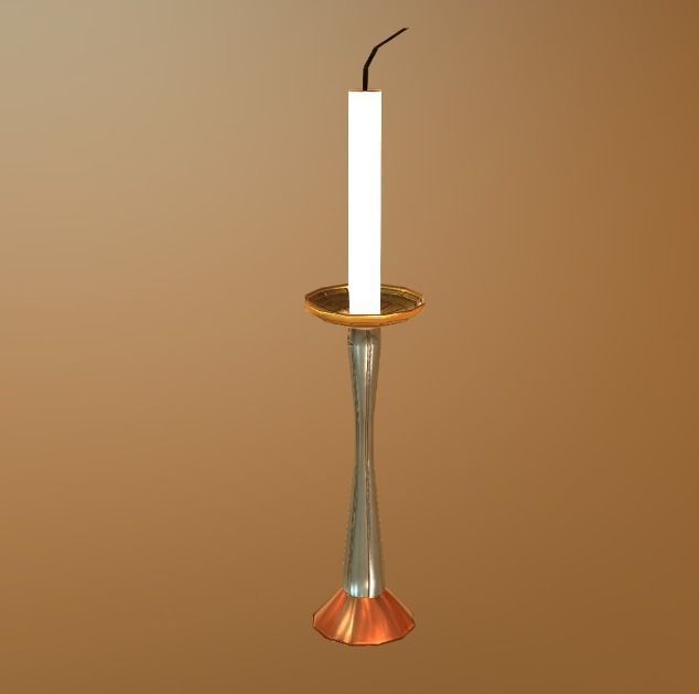 Candle stand Low-poly 3D model_1