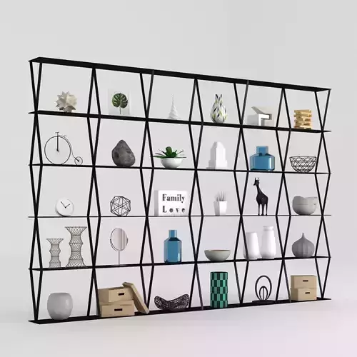 Metal Rack Partition with Decor