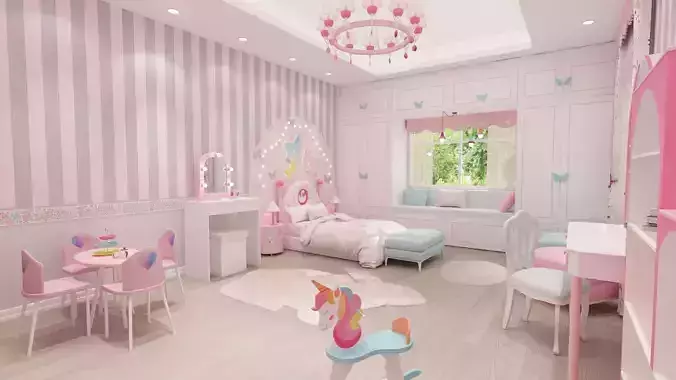 girls bedroom 3D model