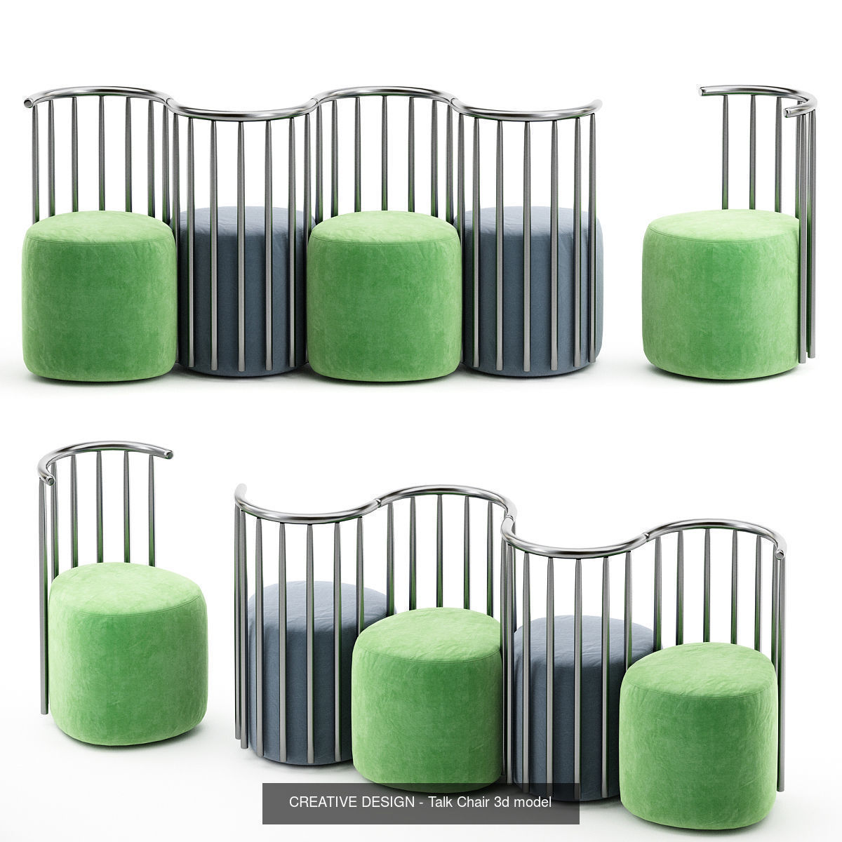 Chair and armchair 3d model collection 10 pieces _2