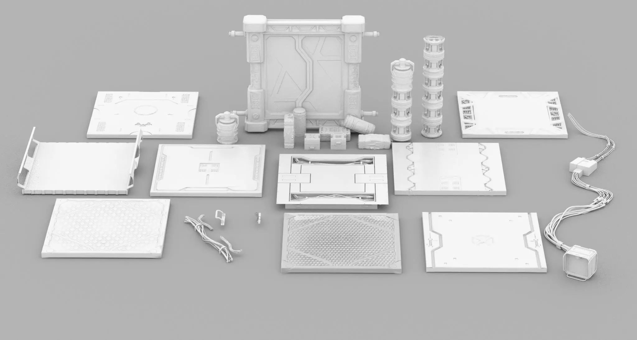 Sci-Fi Panels PBR 3D model Low-poly 3D model