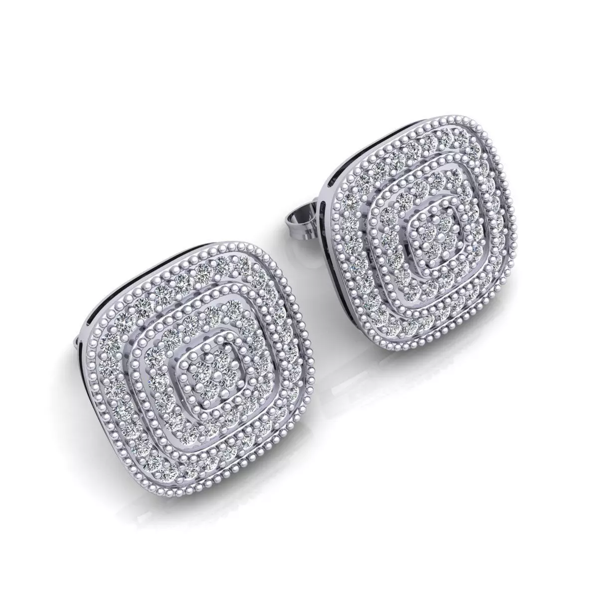 Square Stud Earring 3d Model Print 3D print model_0