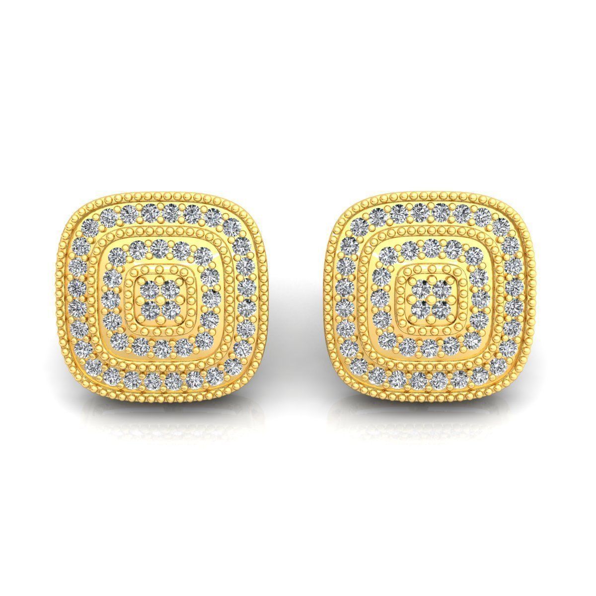 Square Stud Earring 3d Model Print 3D print model_5