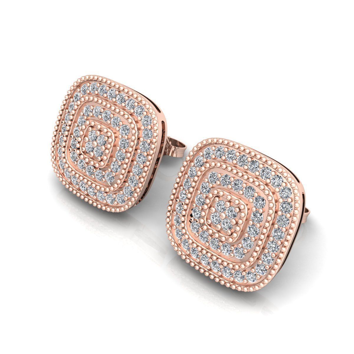 Square Stud Earring 3d Model Print 3D print model_7