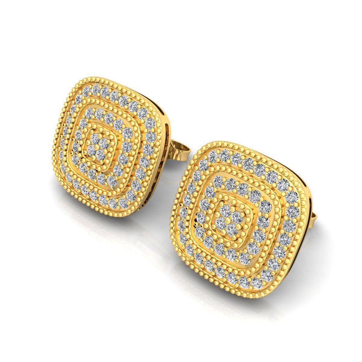 Square Stud Earring 3d Model Print 3D print model_8