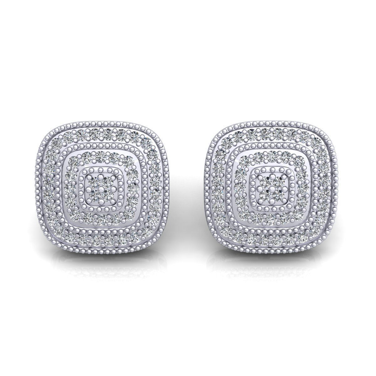 Square Stud Earring 3d Model Print 3D print model_3