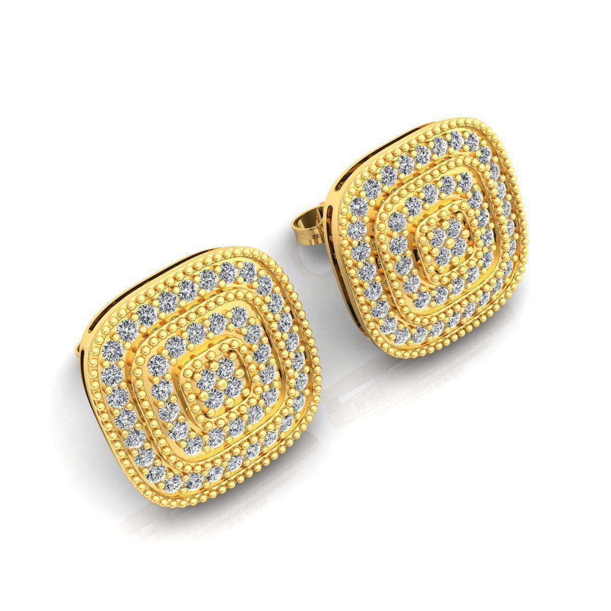 Square Stud Earring 3d Model Print 3D print model_2