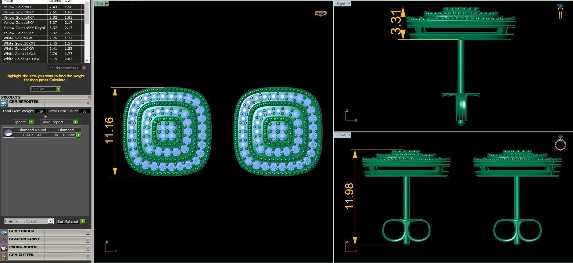 Square Stud Earring 3d Model Print 3D print model_12