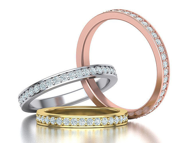 Diamond Eternity Wedding Band many fingers 3D print model
