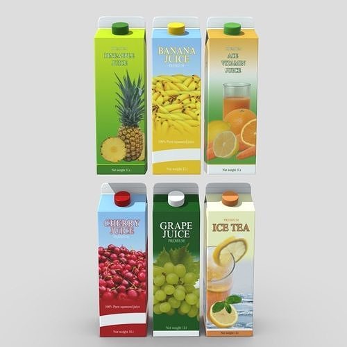 Juice Carton Pack 2  Low-poly 3D model 3