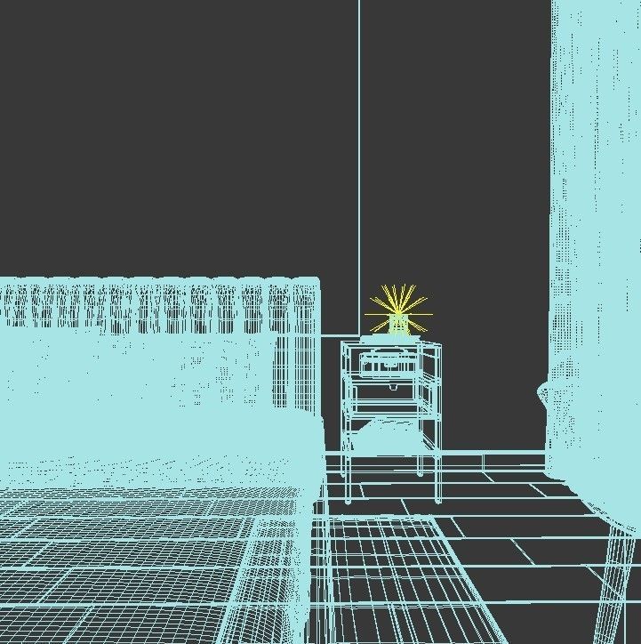 Bedroom with furniture and mirrors 3D model_4